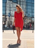 Oversize V-neck dress, red 3753 - Online store - Boutique